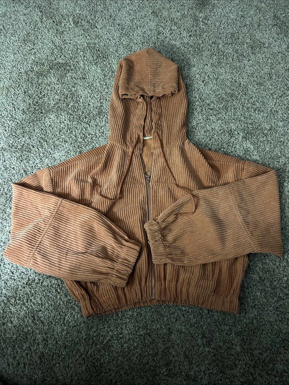 Altar'd State Corduroy Zip Hoodie in Rust